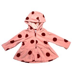 Carters Baby Girl Hooded Pink Polka Dot Fleece Jacket 6M Warm Long Sleeve NWT